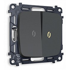 Выключатель двухклавишный с подсветкой без рамки ambrella volt quant mo904010